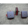 Bouton carré 3 couches pivotantes bleu / rouge 21mm