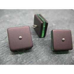 Bouton carré 3 couches pivotantes vieux rose / vert 21mm