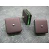 Bouton carré 3 couches pivotantes vieux rose / vert 21mm