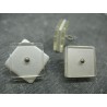 Bouton carré 3 couches pivotantes translucide / écru 21mm