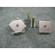 Bouton carré 3 couches pivotantes translucide / vieux rose 21mm