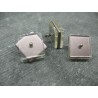 Bouton carré 3 couches pivotantes translucide / vieux rose 21mm