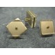 Bouton carré 3 couches pivotantes translucide / or 21mm
