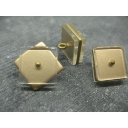 Bouton carré 3 couches pivotantes translucide / or 21mm