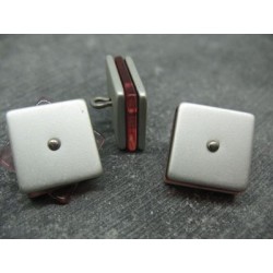 Bouton carré 3 couches pivotantes gris / rouge 21mm