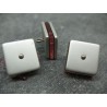 Bouton carré 3 couches pivotantes gris / rouge 21mm