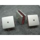 Bouton carré 3 couches pivotantes gris / rouge 28mm
