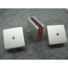 Bouton carré 3 couches pivotantes gris / rouge 28mm