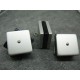 Bouton carré 3 couches pivotantes gris / verre fumé 28mm