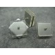 Bouton carré 3 couches pivotantes translucide / gris 21mm
