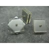 Bouton carré 3 couches pivotantes translucide / gris 21mm