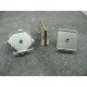 Bouton carré 3 couches pivotantes translucide / gris 15mm