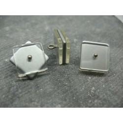 Bouton carré 3 couches pivotantes translucide / gris 15mm