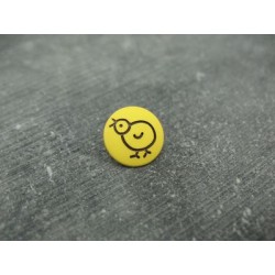 Bouton poussin jaune noir 12mm