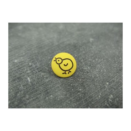 Bouton poussin jaune noir 12mm