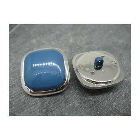 Bouton carré seventies bleu raf 34mm