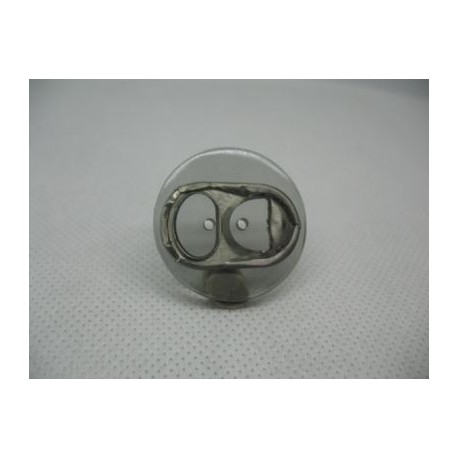 Bouton recyclage inclusion capsule translucide gris clair 28mm
