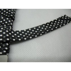 Passepoil polyester à pois noir blanc 14mm