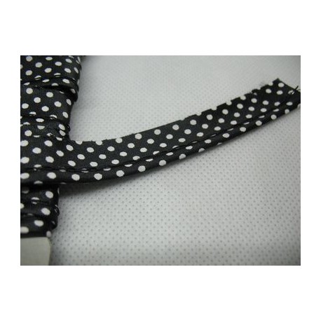 Passepoil polyester à pois noir blanc 14mm