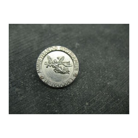 Bouton métal laiton nickelé " lycée hôtelier Le Touquet" 20mm