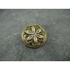 Bouton fleur edelweiss métallisé doré émaillé rouge 22mm
