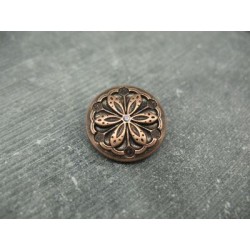 Bouton fleur edelweiss métallisé cuivre  émaillé ciel 22mm