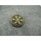 Bouton fleur edelweiss métallisé vieil or émaillé jaune 22mm