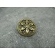 Bouton fleur edelweiss métallisé vieil or émaillé jaune 25mm