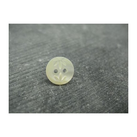 Bouton nacre ancienne ciselé 2 palmiers 11mm