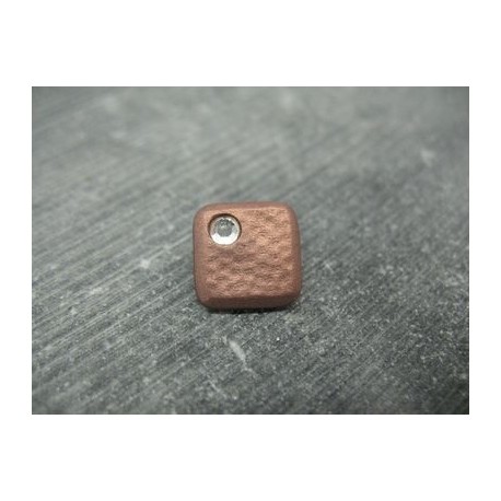 Bouton carré strass cuivre 15mm