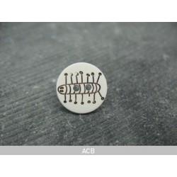 Bouton mille pattes blanc noir 15mm