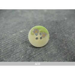 Bouton 2 pâquerettes écru vert 15mm