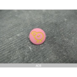 Bouton poussin rose jaune 12mm