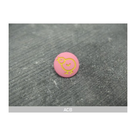 Bouton poussin rose jaune 12mm