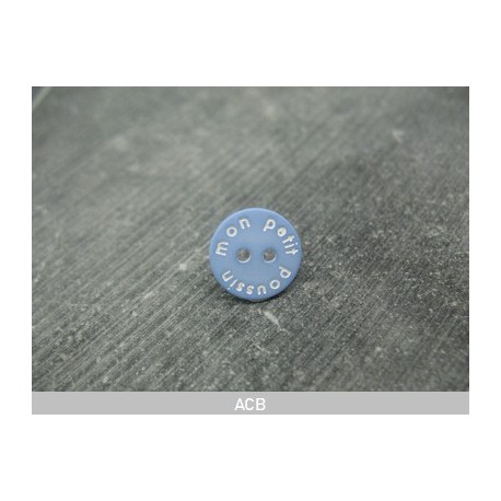 Bouton "mon petit poussin" bleu ciel 12mm