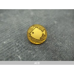 Bouton poisson abricot effet nacre 14mm