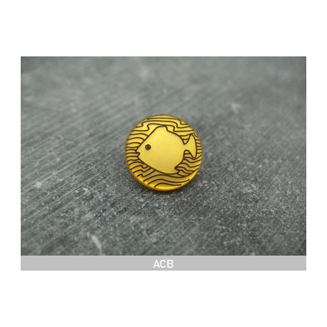 Bouton poisson abricot effet nacre 14mm