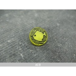Bouton poisson jaune effet nacre 14mm