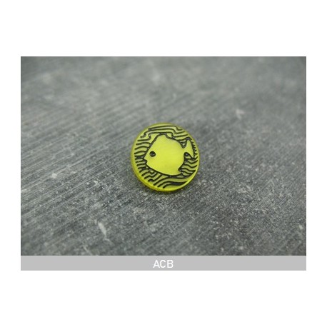 Bouton poisson jaune effet nacre 14mm