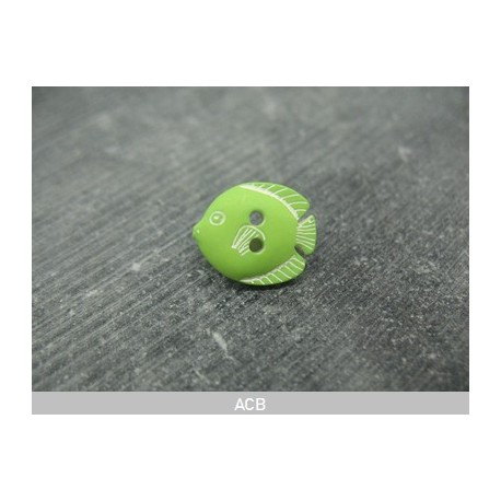 Bouton poisson discus vert anis 15mm