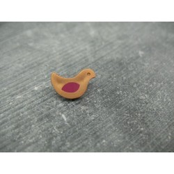 Bouton oiseau cuivre fuchsia 15mm