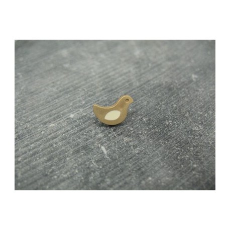 Bouton oiseau or-écru 12mm