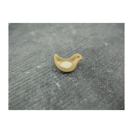 Bouton oiseau or-écru 15mm