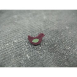 Bouton oiseau violet vert 12mm
