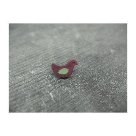 Bouton oiseau violet vert 12mm