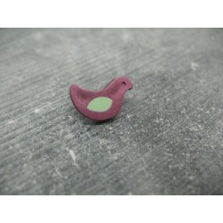 Bouton oiseau violet vert 15mm