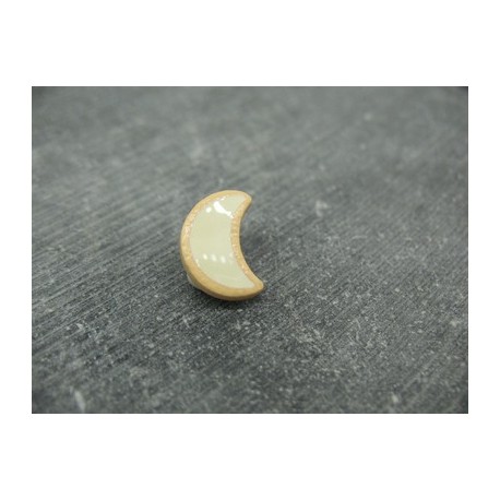 Bouton lune abricot écru 15mm