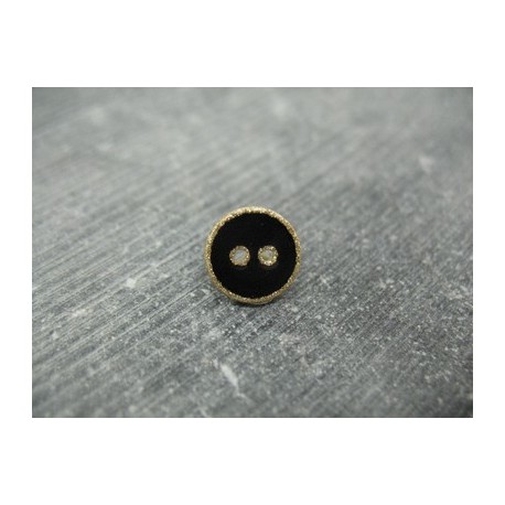 Bouton noir cercle or pailleté 10mm