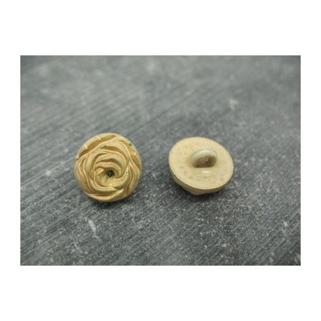 Bouton rose vieil or beige 13mm