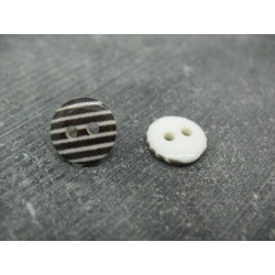 Bouton noir ligne blanche brillant 11mm